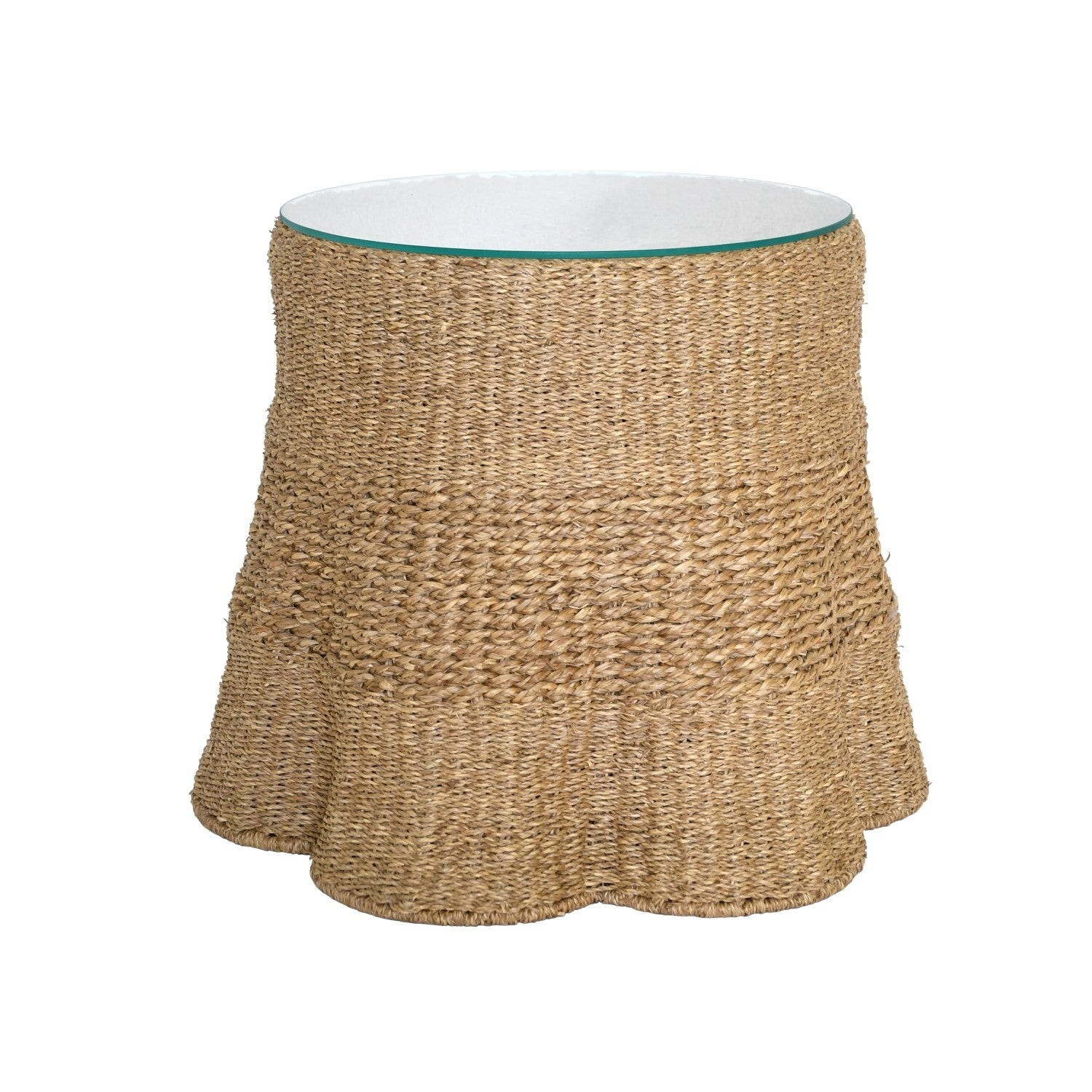 Misha Scalloped Base Seagrass Table | Burke Decor