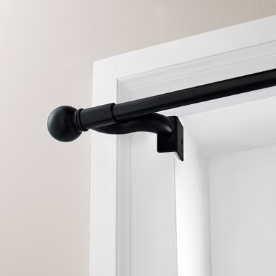 48"-84" Twist and Shout Easy Install Curtain Rod Matte Black - Room Essentials™: No Drill Tensi... | Target