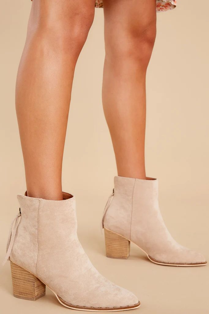 Taking These With Me Light Taupe Ankle Booties | Red Dress 