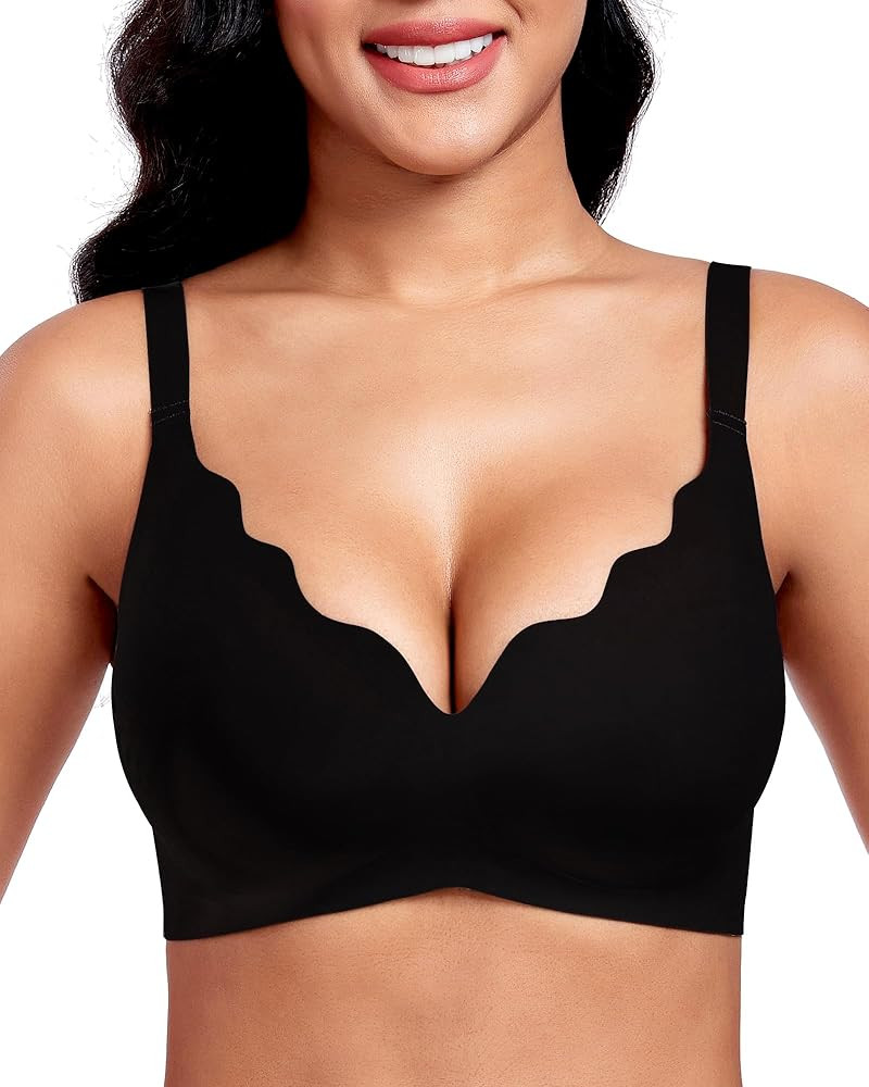 Vinfact Plunge Jelly Bras for Women No Underwire Wireless Lift Full Coverage T Shirt Everyday Sle... | Amazon (US)