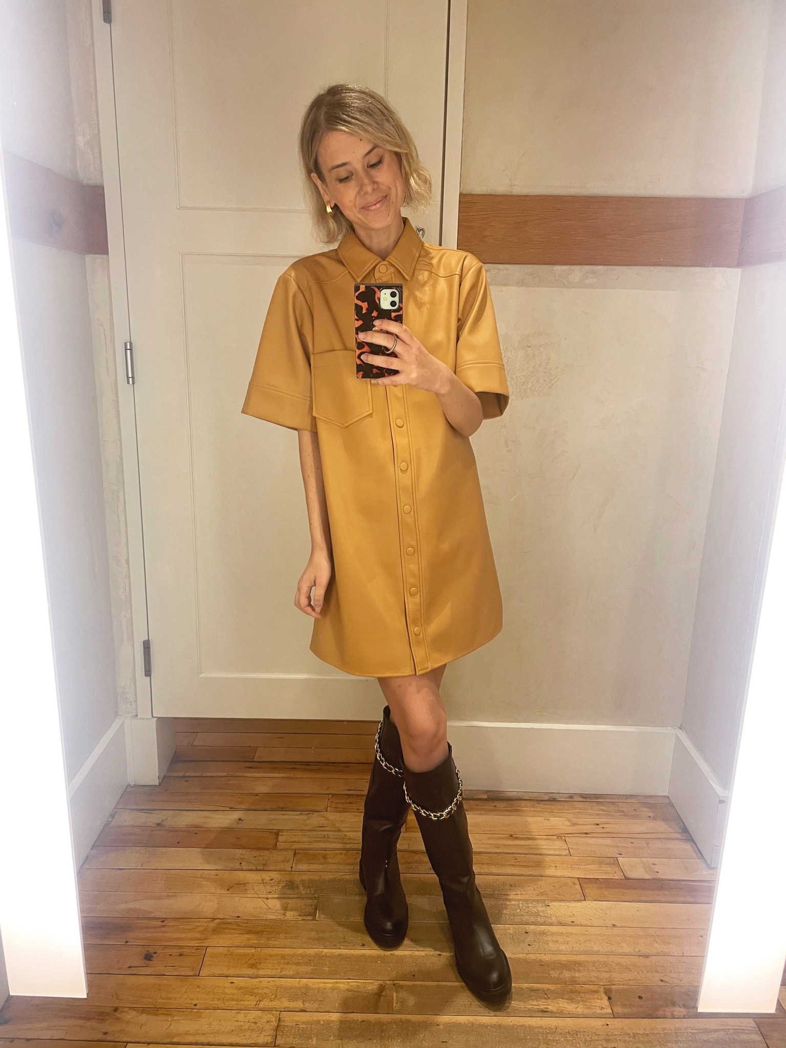 Who me? Love shirt dresses? … 👀

You guys, @anthropologie had me at faux leather shirt dress 🤩 This is such a no fail essential for Spring outfitting! 

I paired it with my equestrian boots for a chic timeless look, but I also can’t wait to wear it with my python boots for work or my sneakers for a cool off the clock look! 

#LTKstyletip #LTKfit #LTKshoecrush