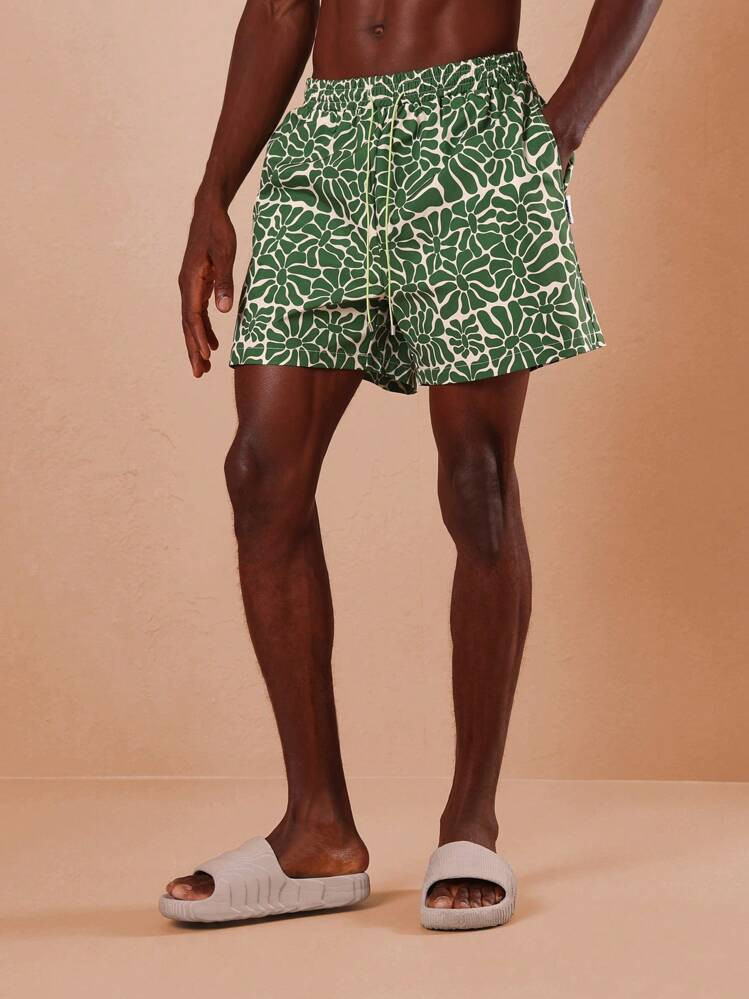 SUMWON Floral Beach Shorts Summer Swim Trunks Leisure Vacation Holiday Swimming Pool Resort Wear Elastic Waistband Casual Lounge Shorts | SHEIN