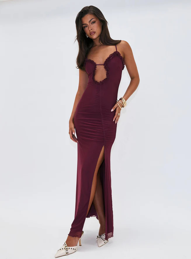 Soulina Ruched Maxi Dress Purple | Princess Polly US