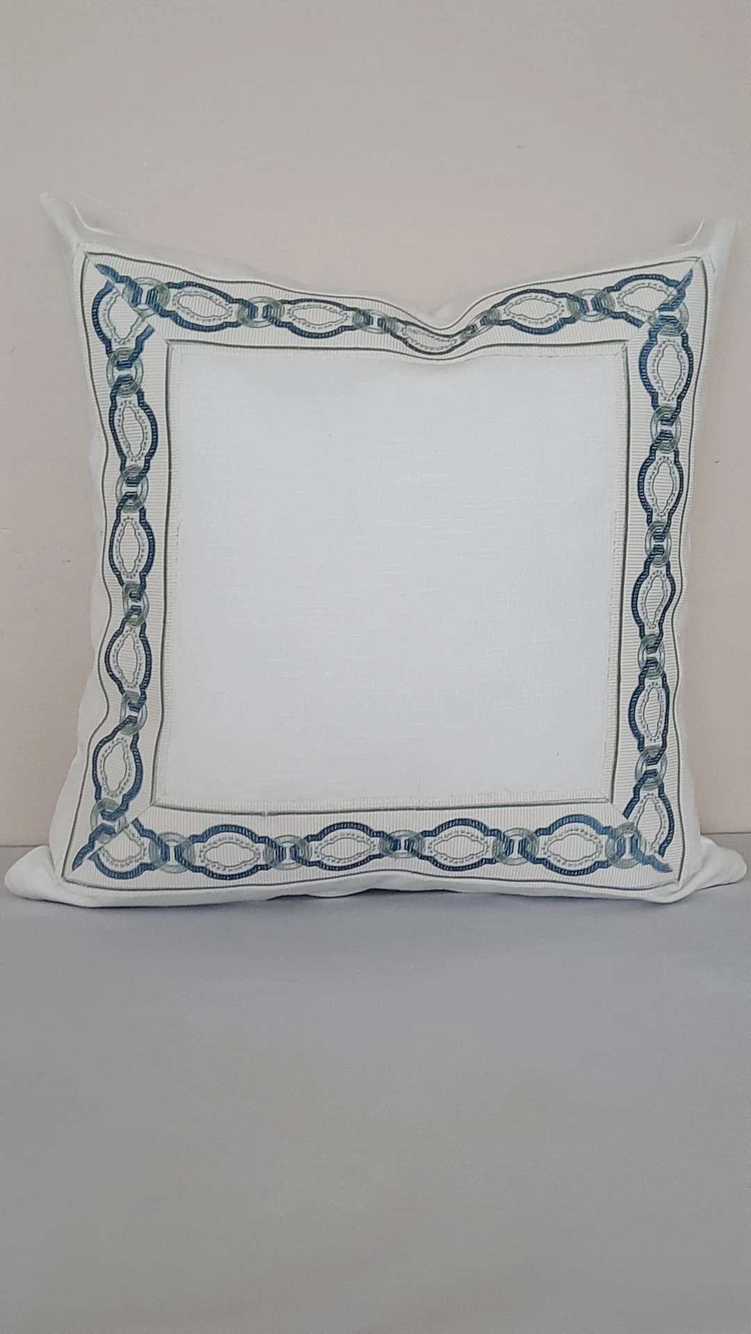 Linen Pillow Cover With Blue Decorative Trim ,modern Decorative Cushion Cover,all Size,many Color... | Etsy (US)