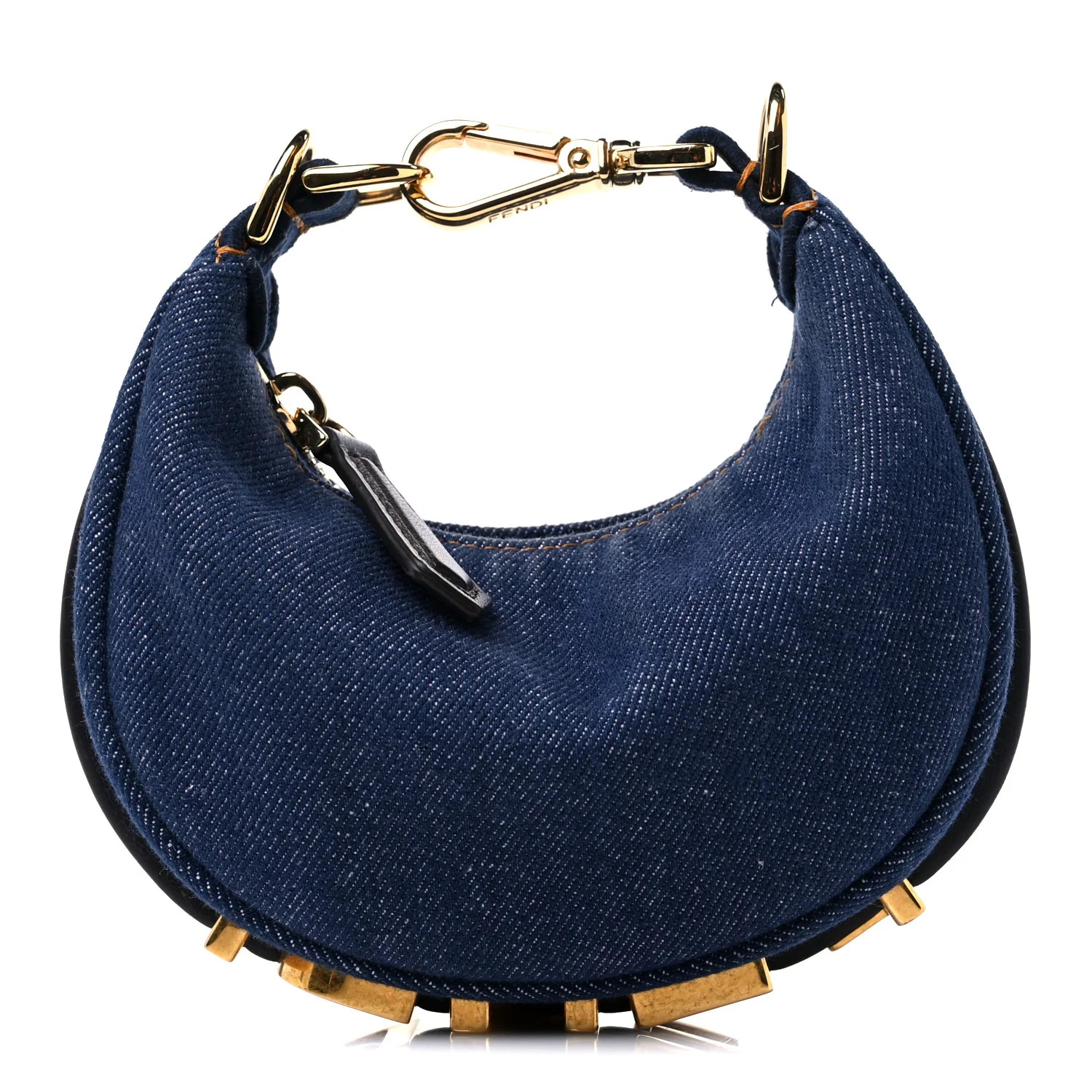 Denim Shiny Nappa Nano Fendigraphy Hobo Charm Blue Moro | FASHIONPHILE (US)