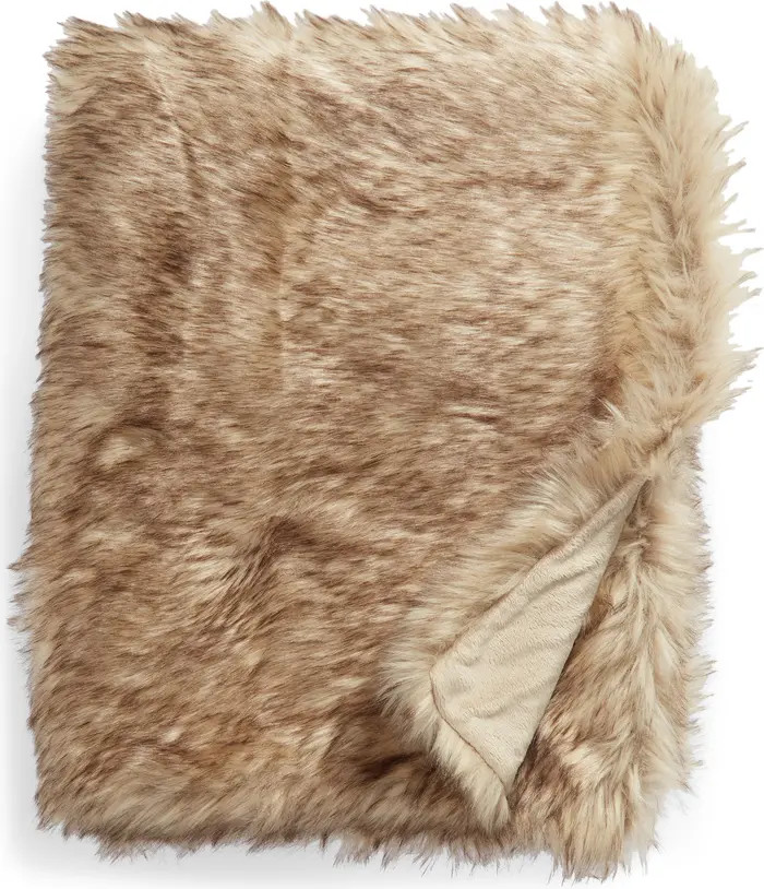 Serene Tipped Faux Fur Throw Blanket | Nordstrom