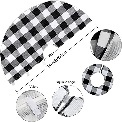 Christmas Tree Skirts 24Inch Buffalo Plaid Tree Skirt Small Black and White Christmas Tree Skirt for | Amazon (US)