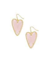 Ansley Heart Gold Drop Earrings in Rose Quartz | Kendra Scott
