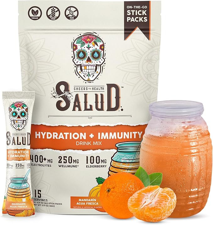 Salud 2-in-1 Hydration Packets + Immunity Electrolytes Powder, Mandarin - Agua Fresca Drink Mix, ... | Amazon (US)