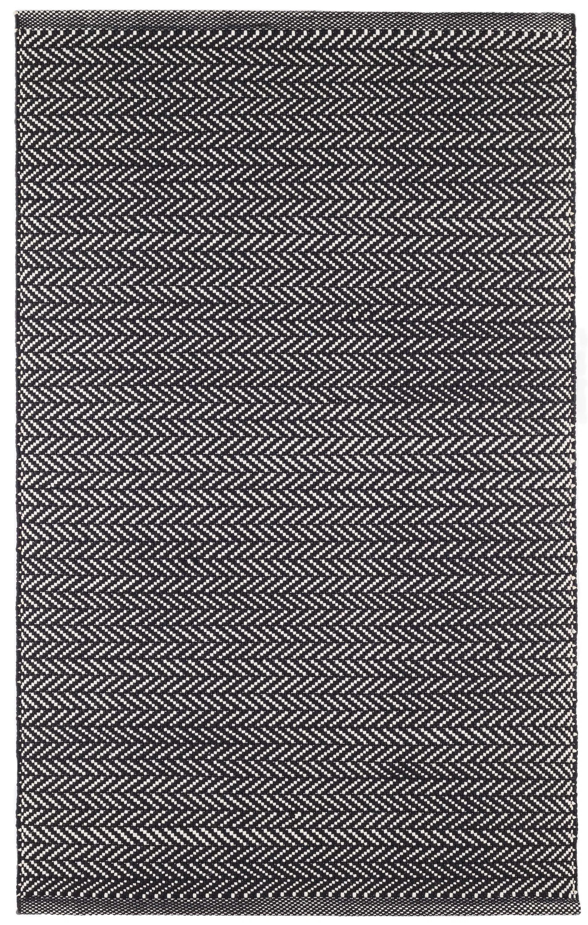 Herringbone Flatweave Geometric Area Rug In Black/Ivory | Wayfair North America
