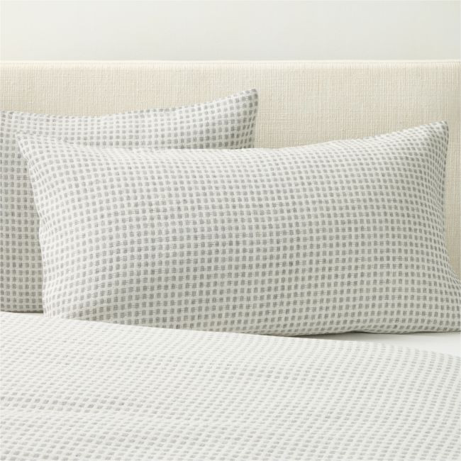 Sadira Organic Cotton Jacquard White with Black King Pillow Shams Set of 2 | CB2