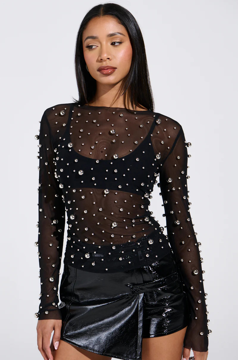 KYLIE METAL ORB LONG SLEEVE TOP | AKIRA