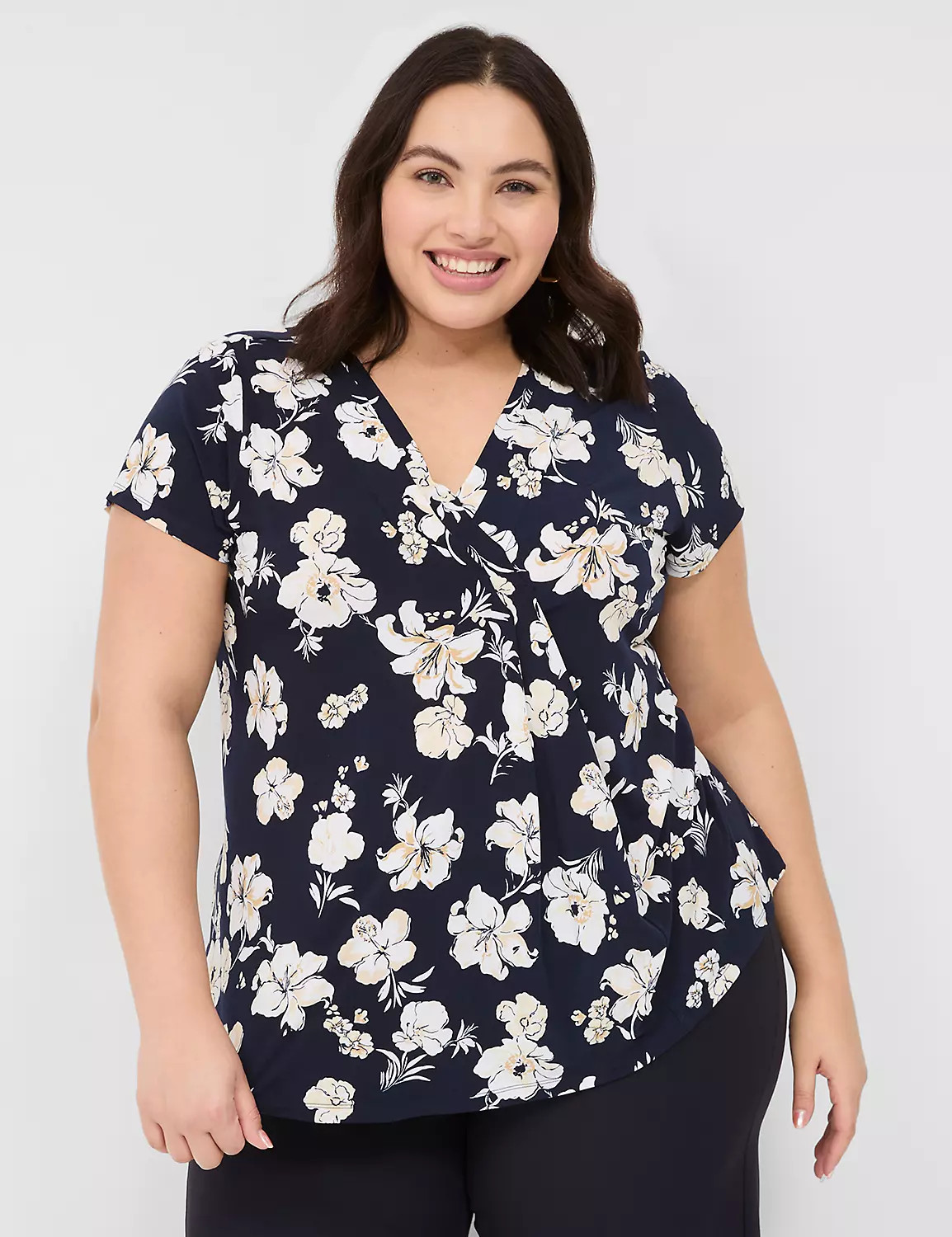 Cap-Sleeve Pleat-Front Top | LaneBryant | Lane Bryant (US)