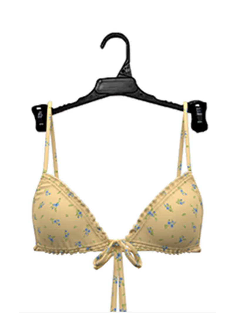 No Boundaries Femme Floral Print Triangle Bikini Top with Lettuce Edge, Women’s XXS-XXL | Walmart (US)