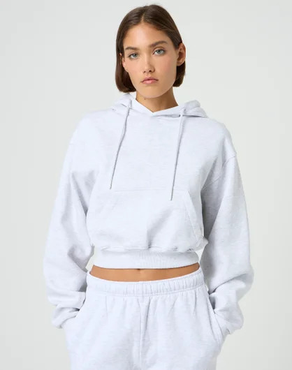 Oversized Cropped Hoodie in Snow Marle | Glassons | Glassons (Australia)