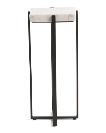 23in Metal And Square Marble Top Side Table | TJ Maxx