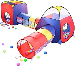 Play Tents Ball Pits, EocuSun 4 in 1 Pop Up Children Toddler Ball Pit House with 2 Tents & 2 Tunn... | Amazon (US)