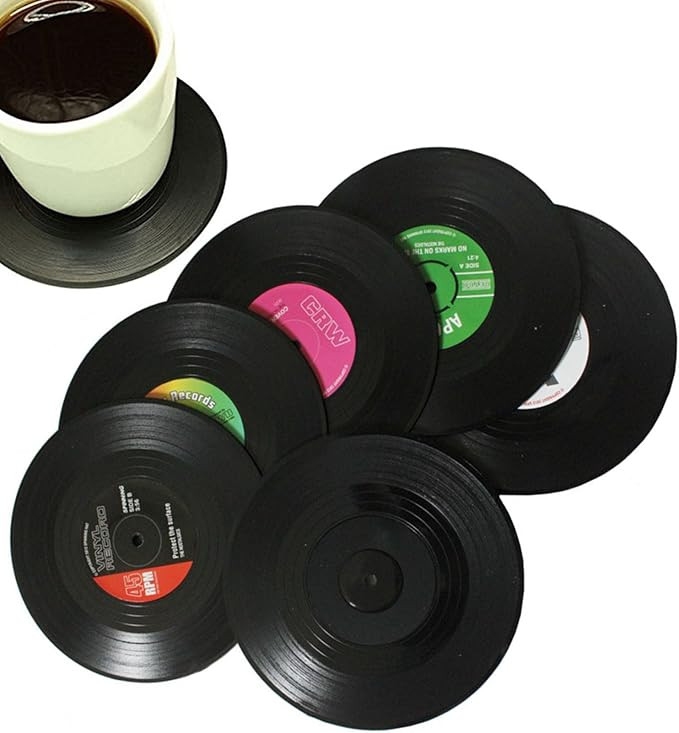 KOOTIPS Coasters 6pcs/Set, Drink Coasters with Gift Box - Vinyl Record Retro Mats, Good Grip, Tab... | Amazon (US)