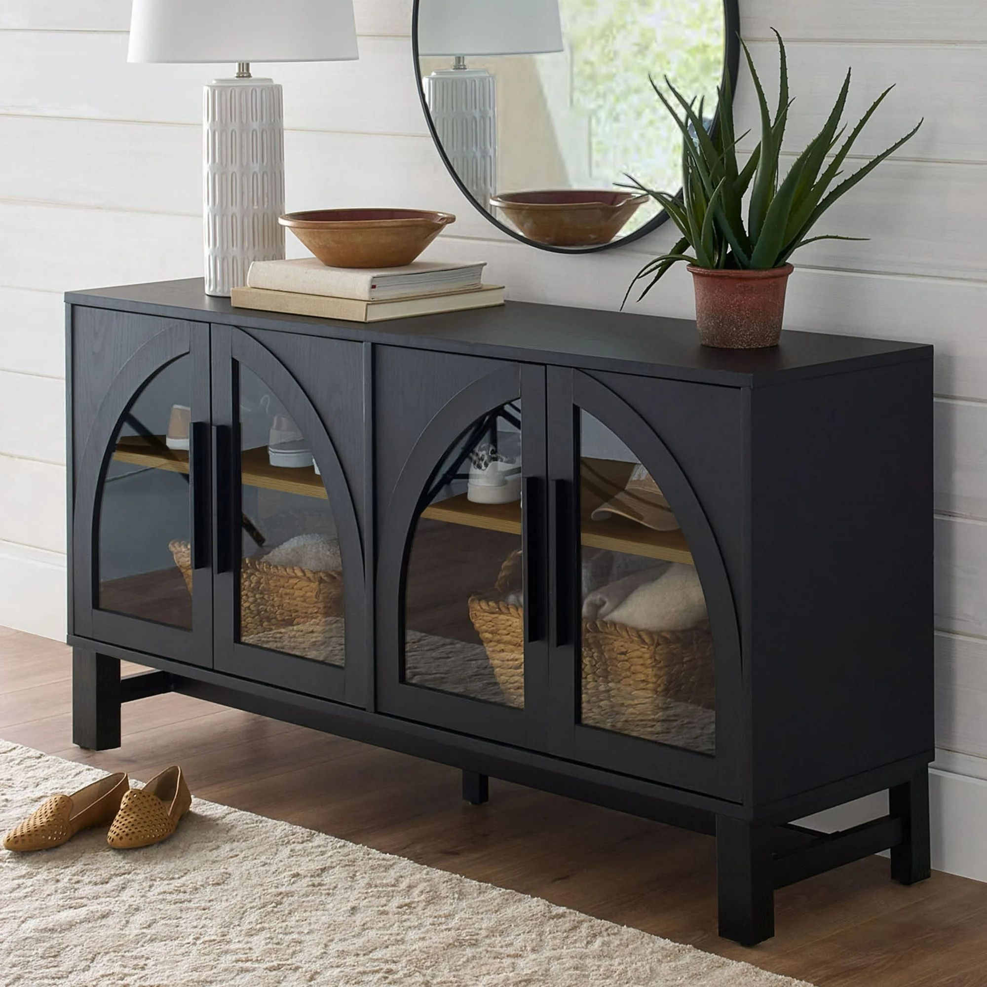 Better Homes & Gardens Oaklee TV Stand for TVs up to 70”, Charcoal Finish | Walmart (US)