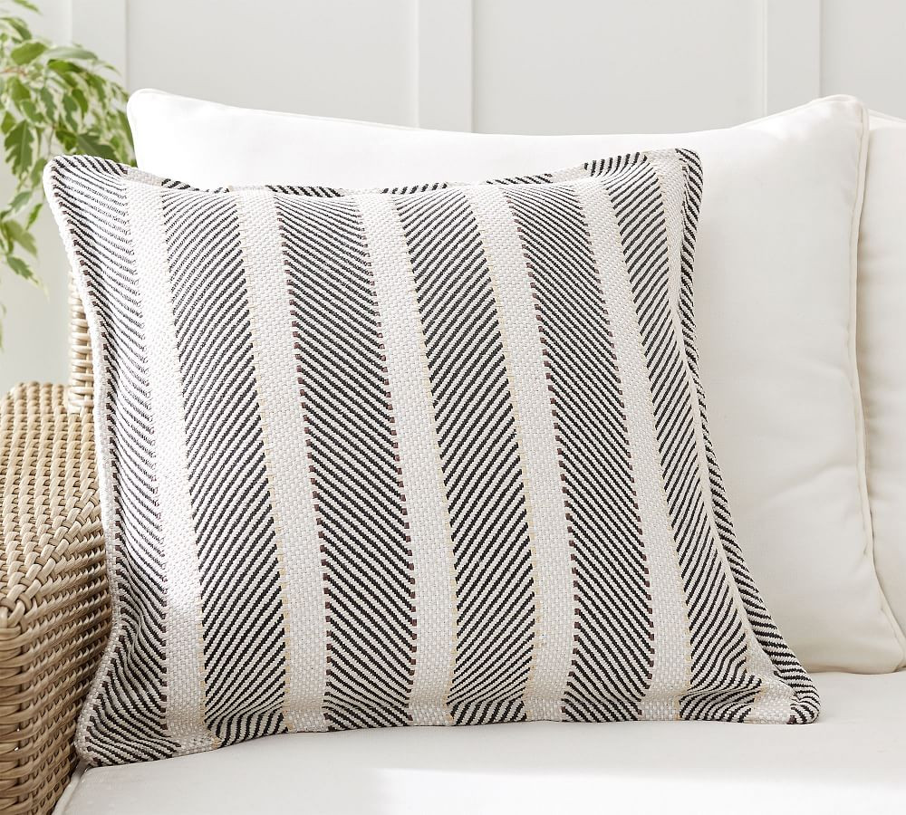 Aviv Striped Indoor/Outdoor Pillow | Pottery Barn (US)