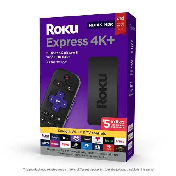 Roku Express 4K+ Streaming Player 4K/HD/HDR with Smooth Wi-Fi®, Premium HDMI® Cable, Voice Remo... | Walmart (US)