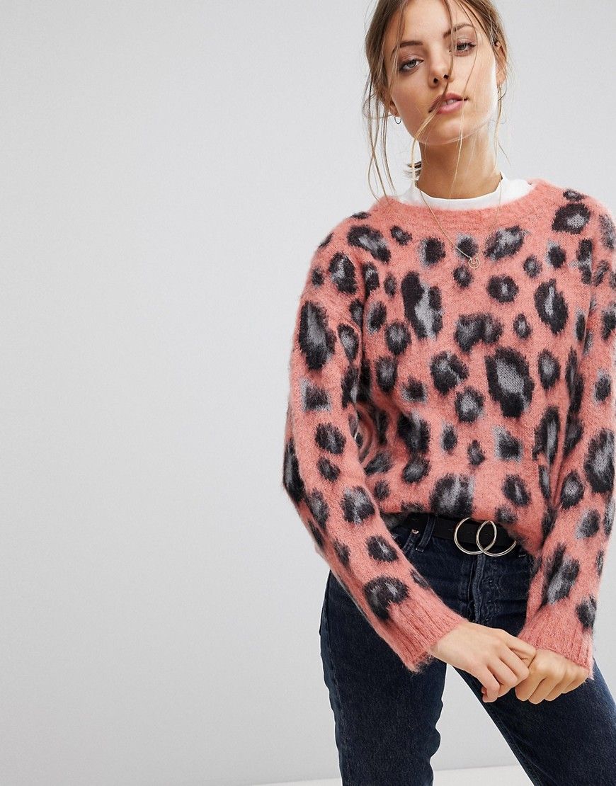Esprit Animal Print Sweater - Pink | ASOS US
