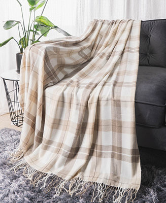 Happycare Textiles Yarn-Dyed Woven Plaid Fringe Throw, 60 | Macy's