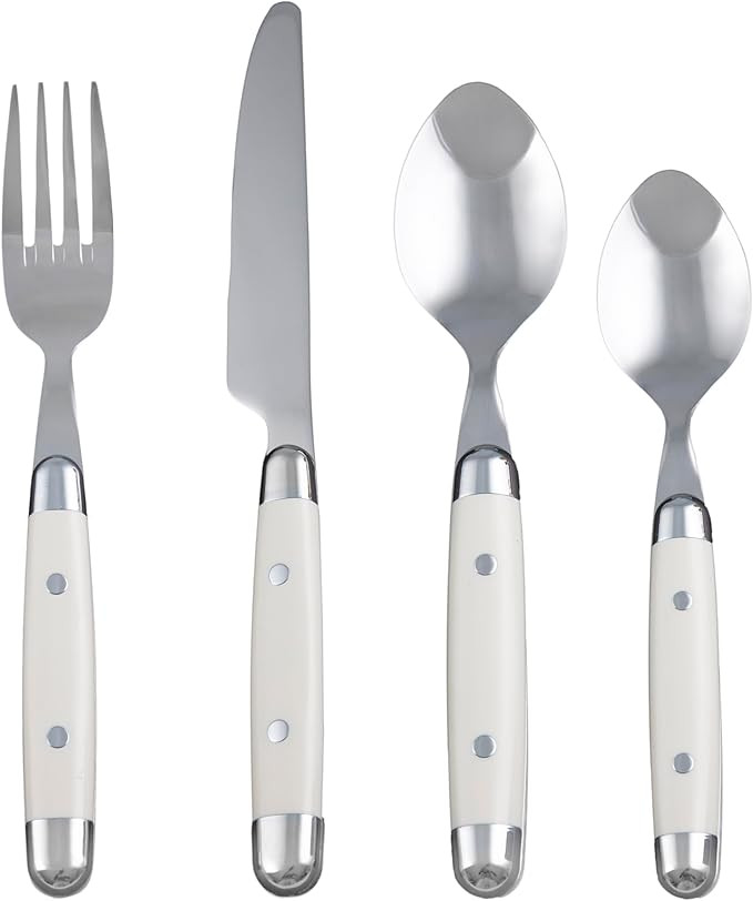 Cambridge Silverware Set, Jubilee White 16-Piece Flatware Set, Service for 4, 18/0 Stainless Stee... | Amazon (US)