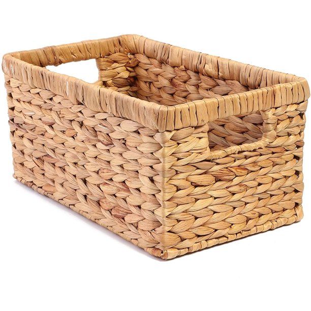 2 Pack Water Hyacinth Baskets, Wicker Storage Bin with Handles for Shelves and Organizing, Brown,... | Walmart (US)
