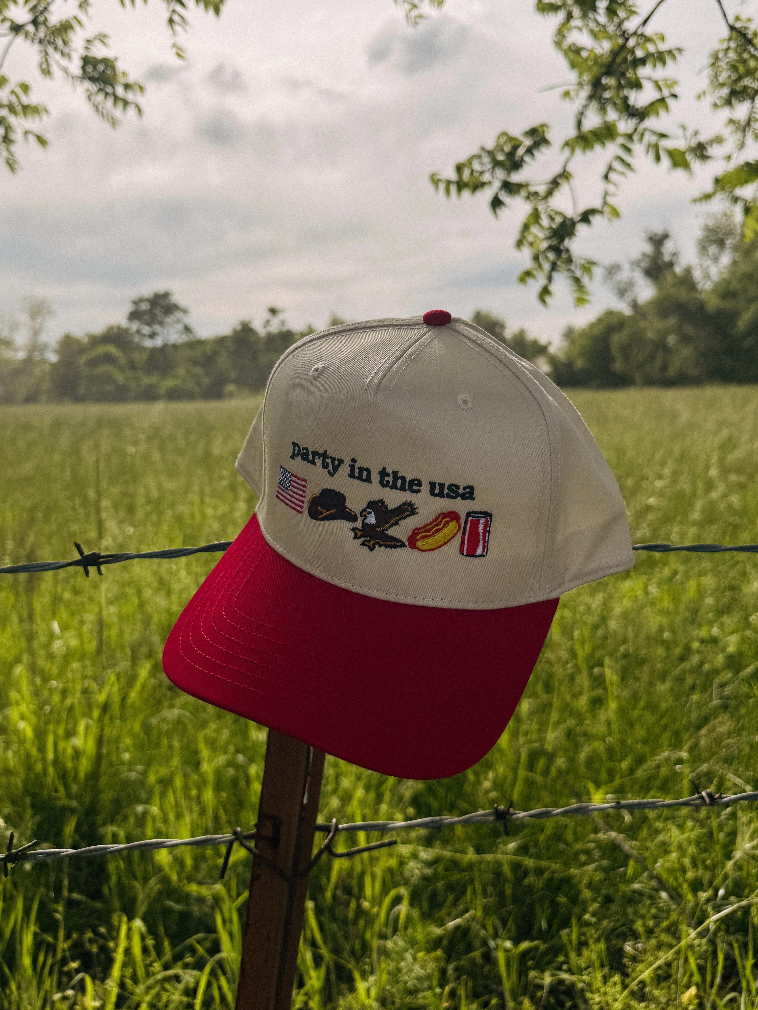 ETTA OG | party in the usa icon trucker hat - cream/red | Etta & East