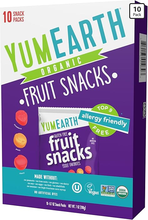 YumEarth Organic Fruit Snacks Box, 0.7 Ounce (Pack of 10) | Amazon (US)