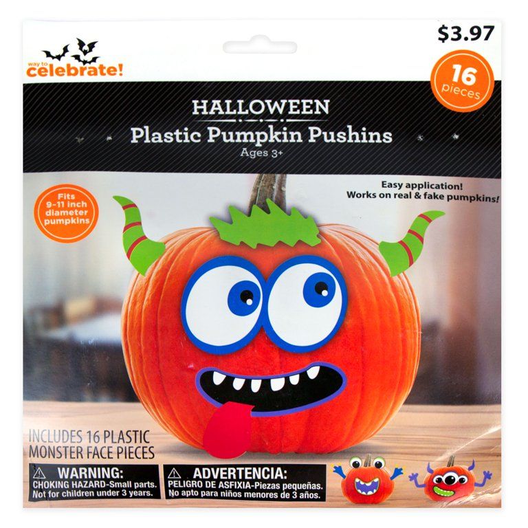 Way To Celebrate Halloween Plastic Pumpkin Pushins, Monster | Walmart (US)