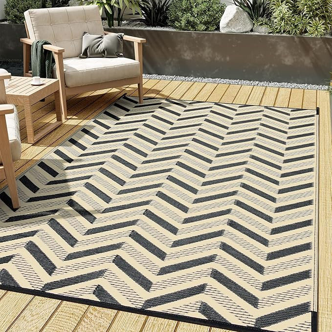 Outdoor Plastic Straw Rug, Waterproof Outdoor Rugs for Patios Clearance, Reversible Area Rug, Lar... | Amazon (US)