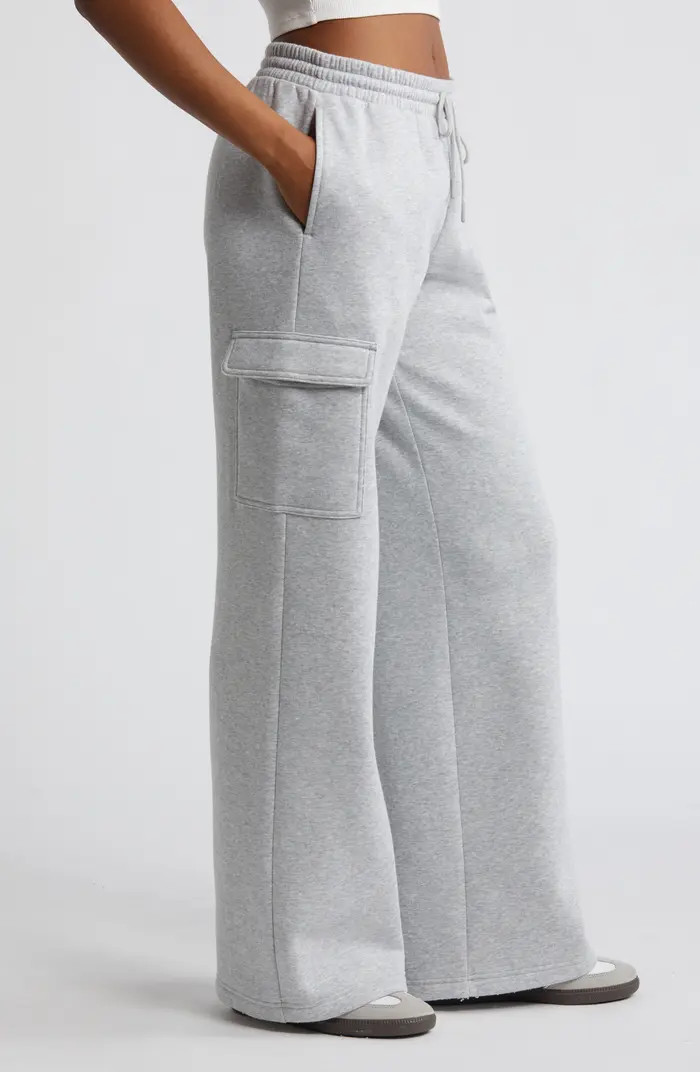 BP. Elastic Waist Wide Leg Fleece Cargo Pants | Nordstrom | Nordstrom