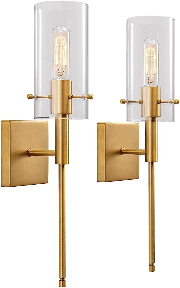 KAWOTI Modern Indoor Wall Sconce Lighting Set of 2 Antique Brass Sconces Wall Decor Set of 2 Inte... | Amazon (US)