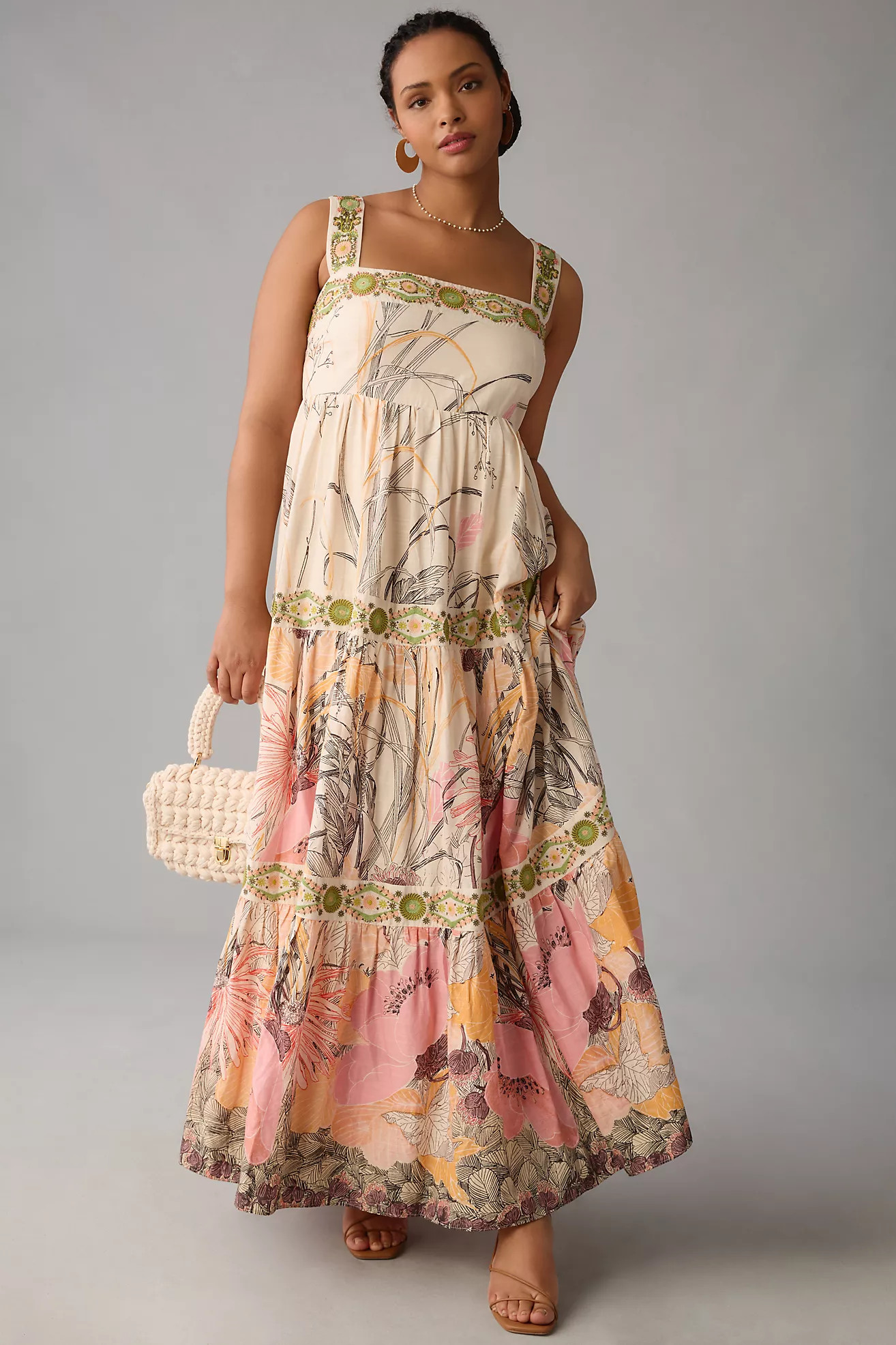 By Anthropologie Square-Neck Floral Maxi Dress | Anthropologie (US)