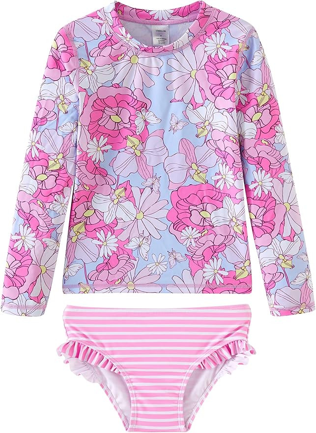 UMELOK Toddler and Little Girls Rash Guard Sets with Bikini Bottoms Swimwear | Amazon (US)