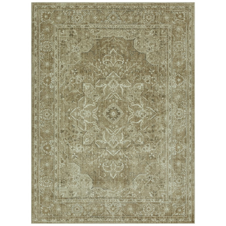 Mainstays Traditional Beige Medallion Persian Indoor Area Rug, 5'3"x7' | Walmart (US)