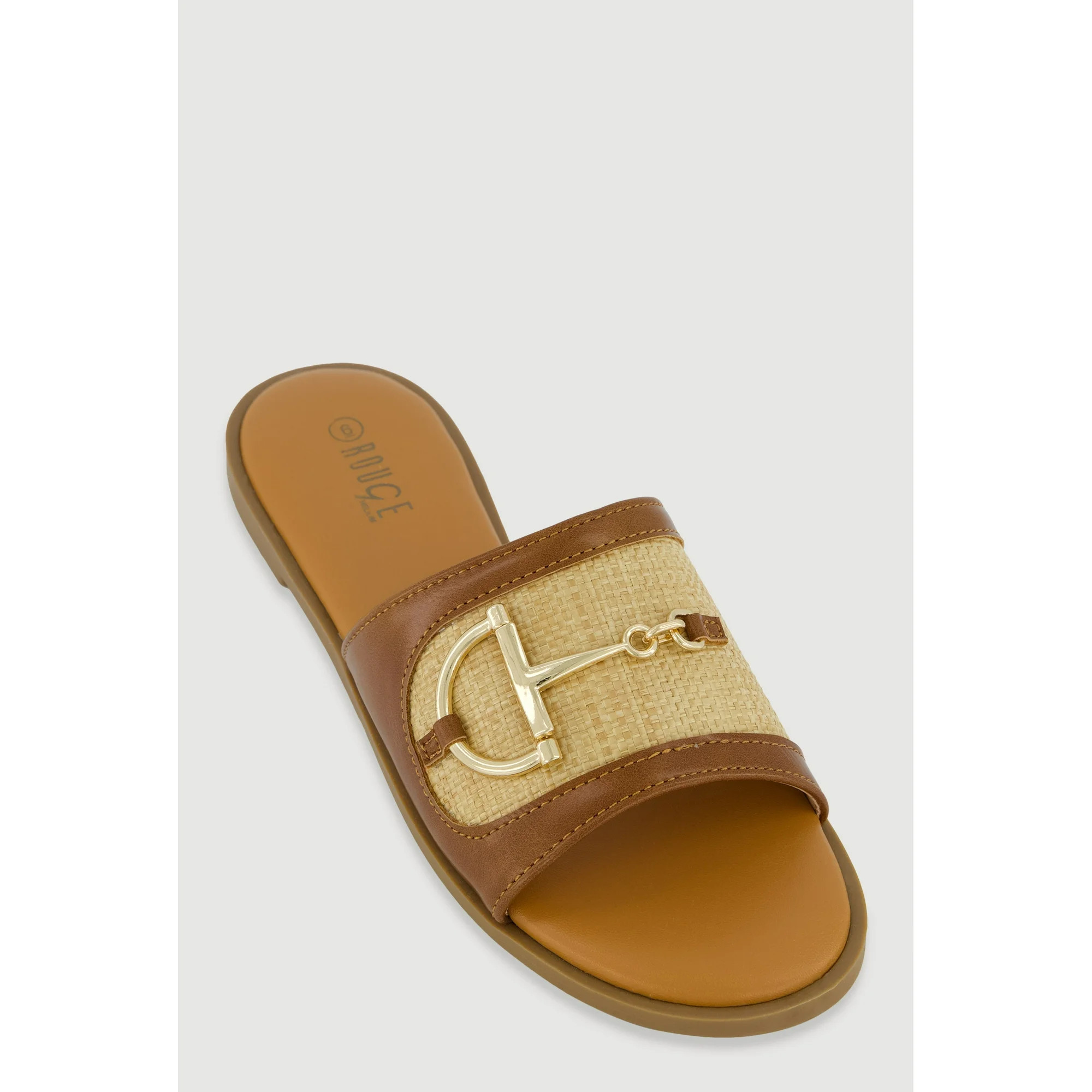 Women's Metallic Horsebit Band Open Toe Sandals | Walmart (US)