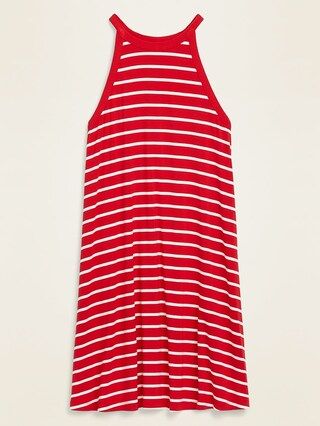 High-Neck Striped Sleeveless Jersey-Knit Swing Dress for Women | Old Navy (US)