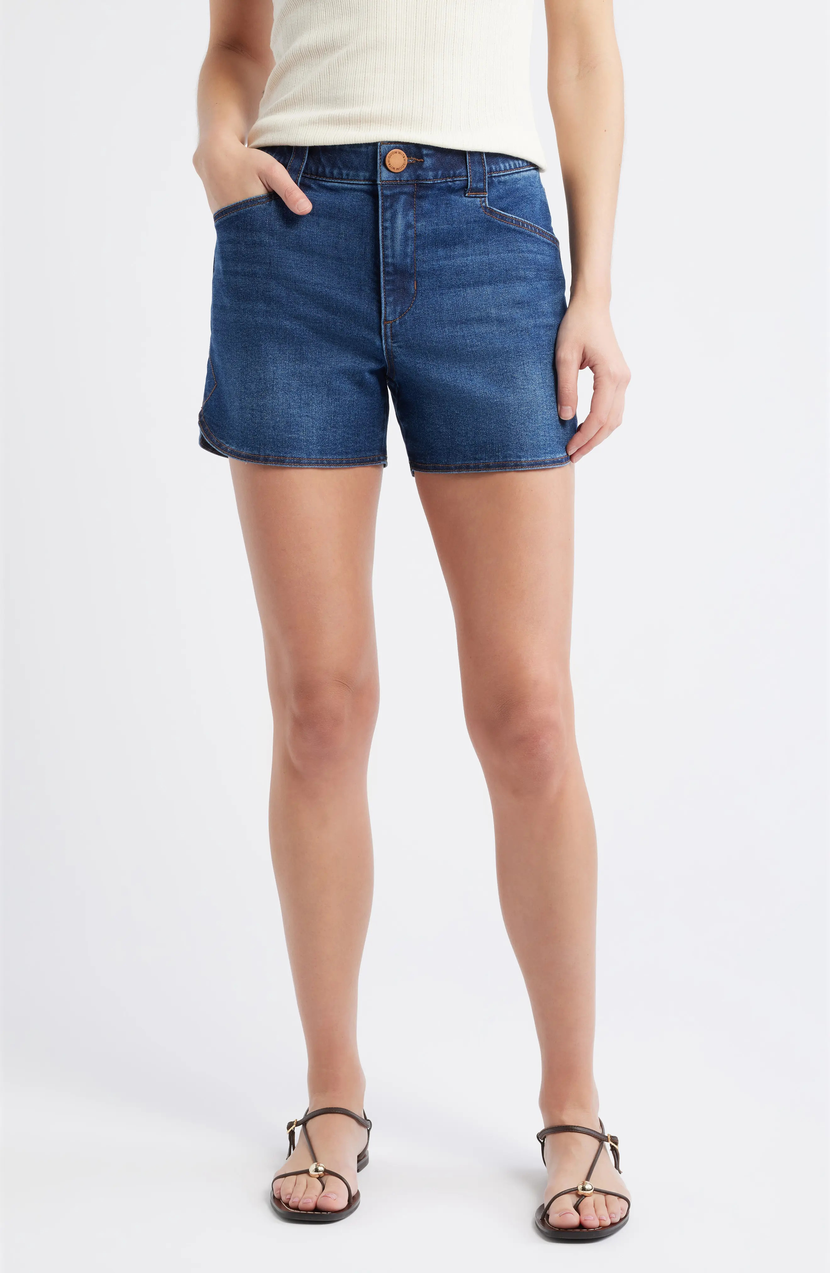 Wit & Wisdom Skyrise Dolphin Hem Denim Shorts (Women) | Nordstrom | Nordstrom