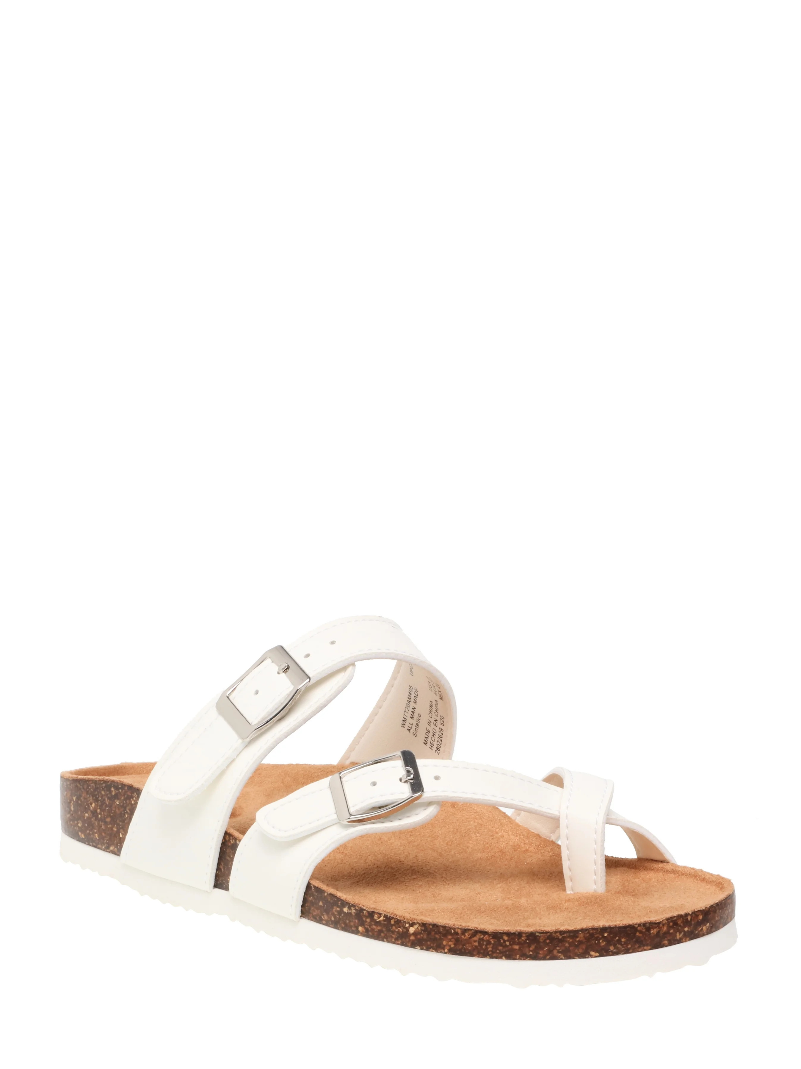 Time and Tru Women’s Toe Thong Footbed Slide Sandals, Wide Width Available | Walmart (US)