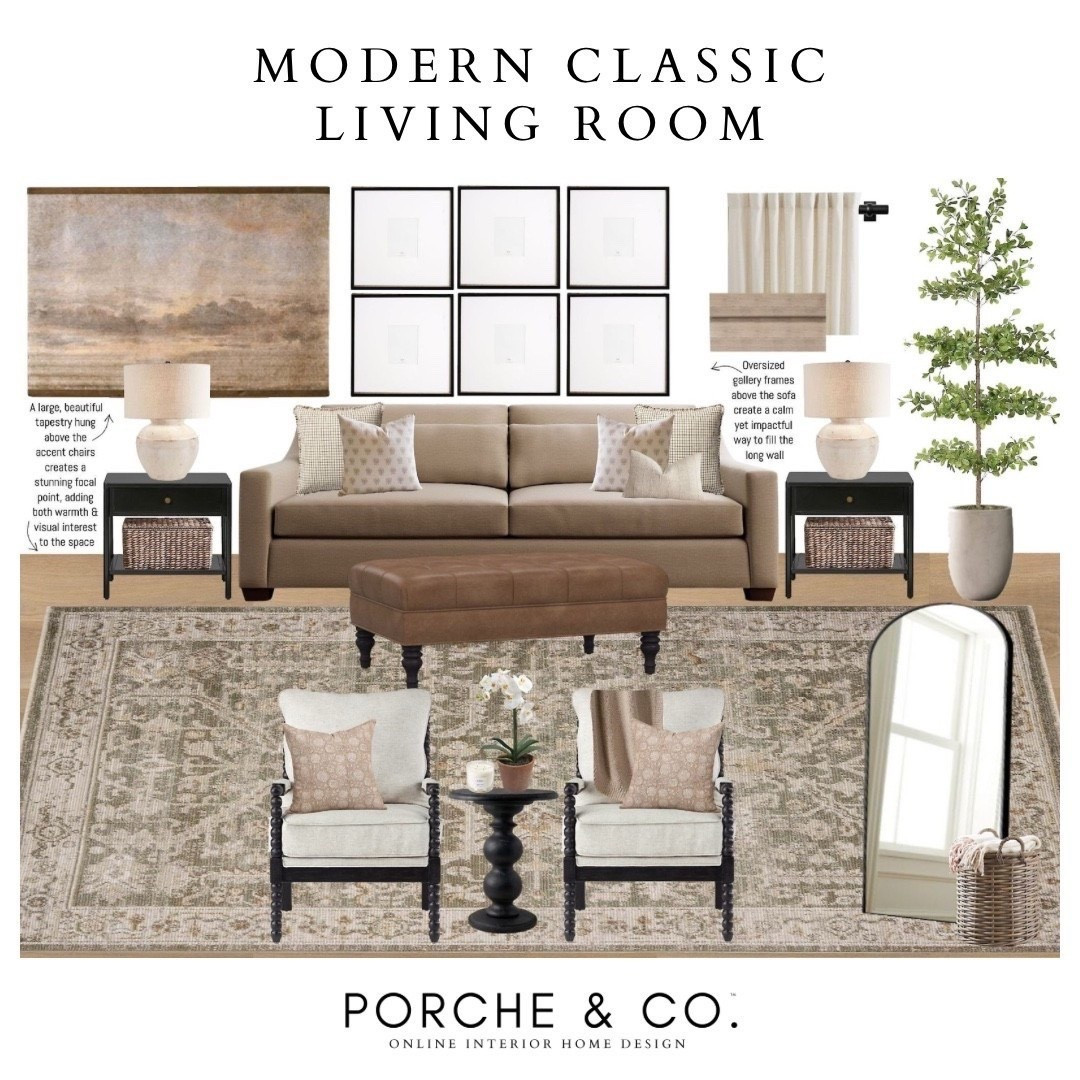 A timeless blend of comfort + sophistication ✨ This Modern Classic Living Room features oversized gallery frames, layered textures, and warm neutrals that bring balance and beauty to the space. Living Room Online Interior Design by Porche & Co.

Do you want to bring our dreamy Modern Classic style interior design into your own home? 🏡 You’re in luck! Reserve our Online Interior Design packages today -> https://porcheandco.com/edesign ✨ We can’t wait to work with you & design your home with #porcheandco

#porcheandco #visionboard #moodboard #interiordesign #virtualdesign #modernclassic #livingroominspo #onlineinteriordesign #neutralhome #classicstyle



#LTKSeasonal #LTKHome #LTKvlog