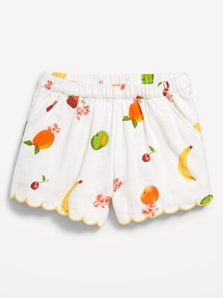 Printed Double-Weave Scallop-Trim Shorts for Girls | Old Navy (US)