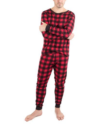 Leveret Black & Red Plaid Pajama Set - Men & Tall | Zulily