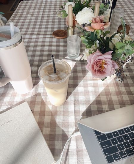 A pretty little workspace to play computer work catch-up ft. leftover wedding flowers with some garden roses from the yard 💻🌸  

#LTKhome #LTKGiftGuide