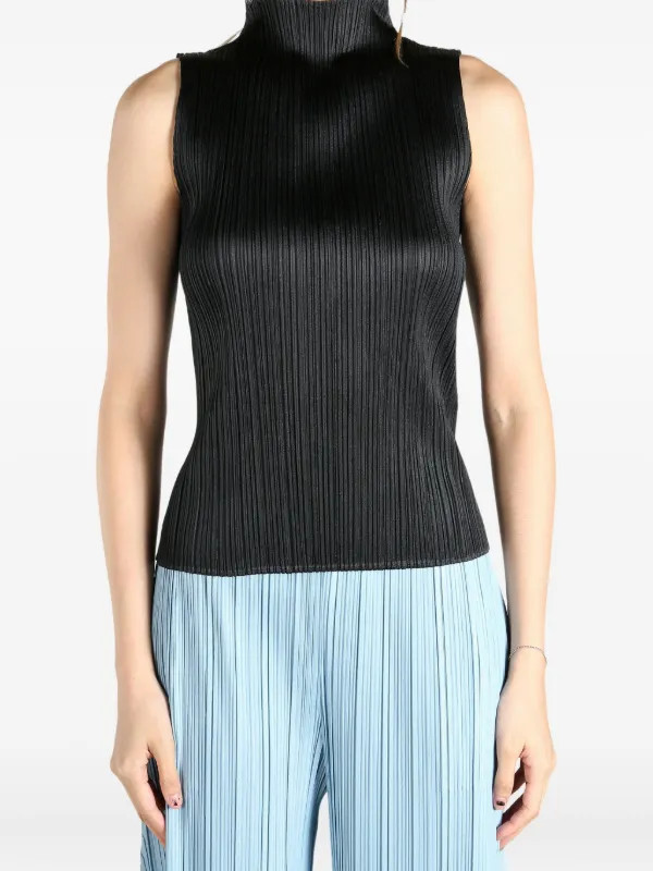 Pleats Please Issey Miyake Pleated Sleeveless Top | Black | FARFETCH | Farfetch Global