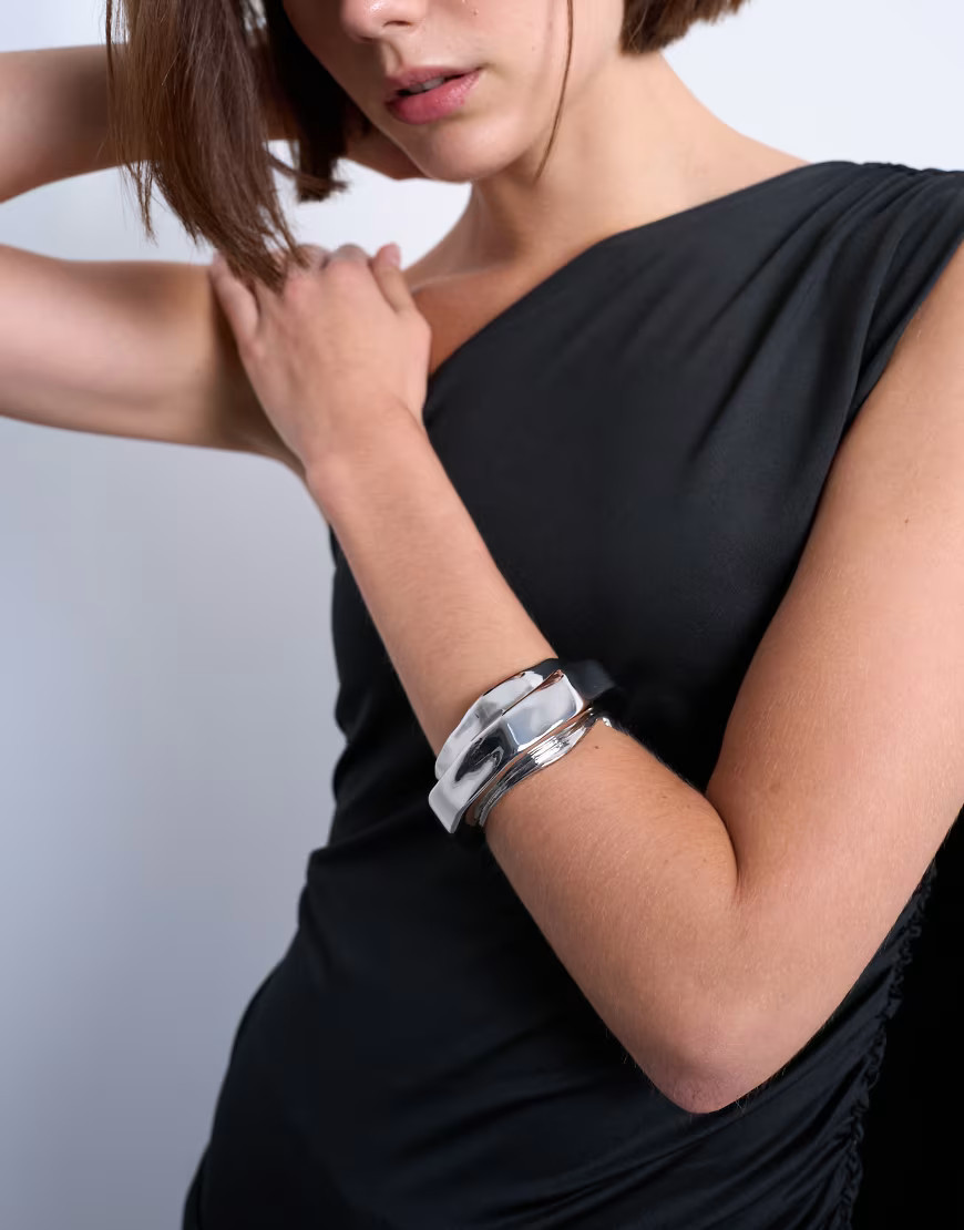 Topshop Brena asymmetric bangle in silver | Topshop