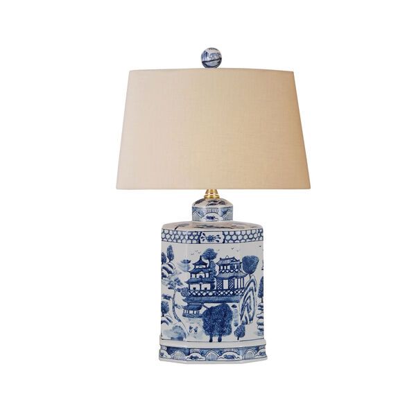 Porcelain Ware One-Light Blue and White Jar Lamp | Bellacor