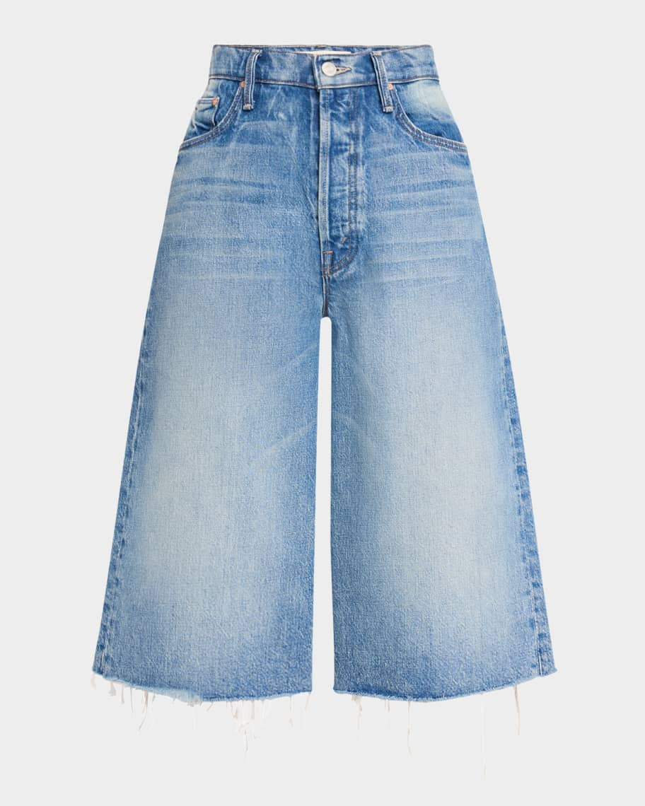 The Whole Lot Fray Denim Culottes | Neiman Marcus